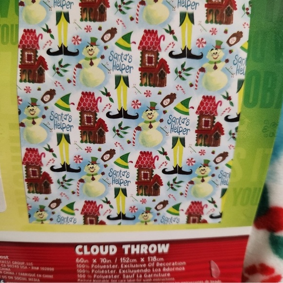 ELF Christmas Holiday SantasHelper Blanket Throw NEW - Picture 2 of 4